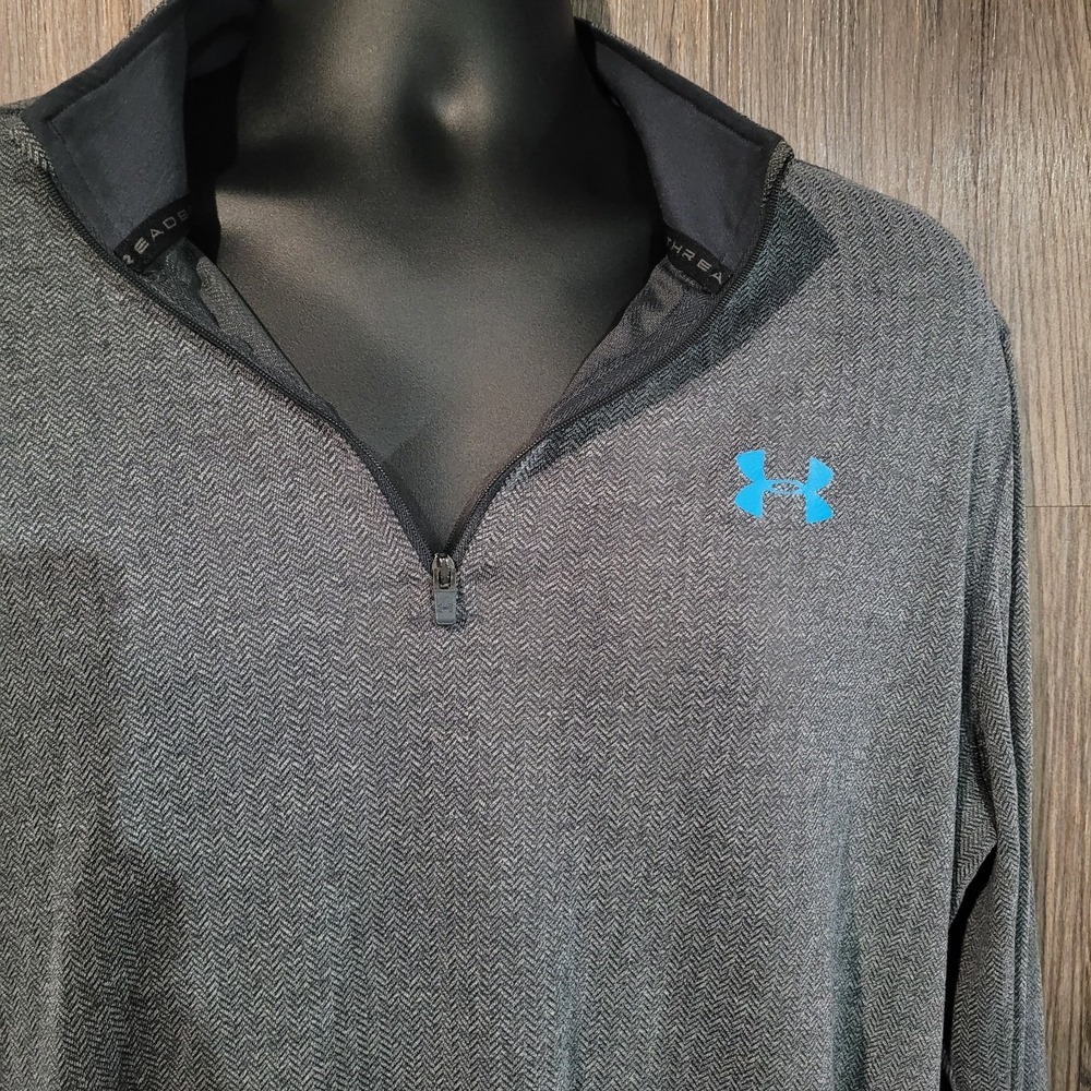 Under Armour HeatGear Threadborne 1/4 Zip Pullover Size XL Graphite Herringbone